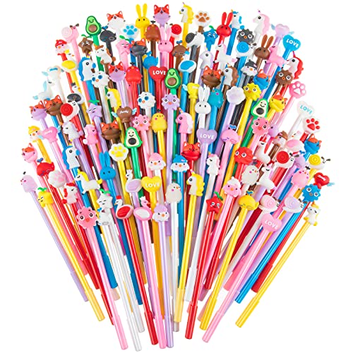 140 Pieces Cute Cartoon Gel Ink Pens Black Ink Cool Pens Kawaii Cute Pens Bulk Assorted Style Novelty Pens Cute Office Pens Rollerball Pens for Student Kids School Supplies Present (Cool Animal)