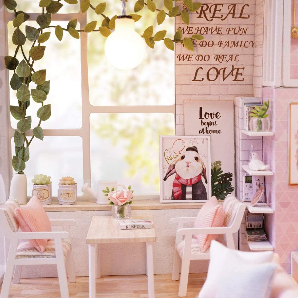 MAGQOO Dollhouse Miniature with Furniture, DIY Dollhouse Kit Plus Dust Proof 1:24 Scale Creative Room Idea(Tranquil Life)