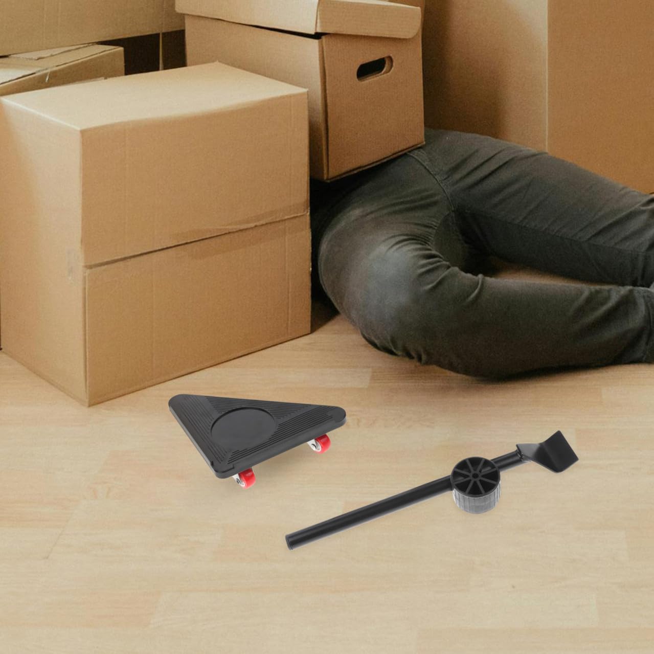 Carrelli Mobili Triangolari con Ruote Girevoli in Metallo Antiscivolo per Spostare Mobili Pesanti e Elettrodomestici Kit Sollevatore e Rialzo per Trasporto Efficiente in Casa e