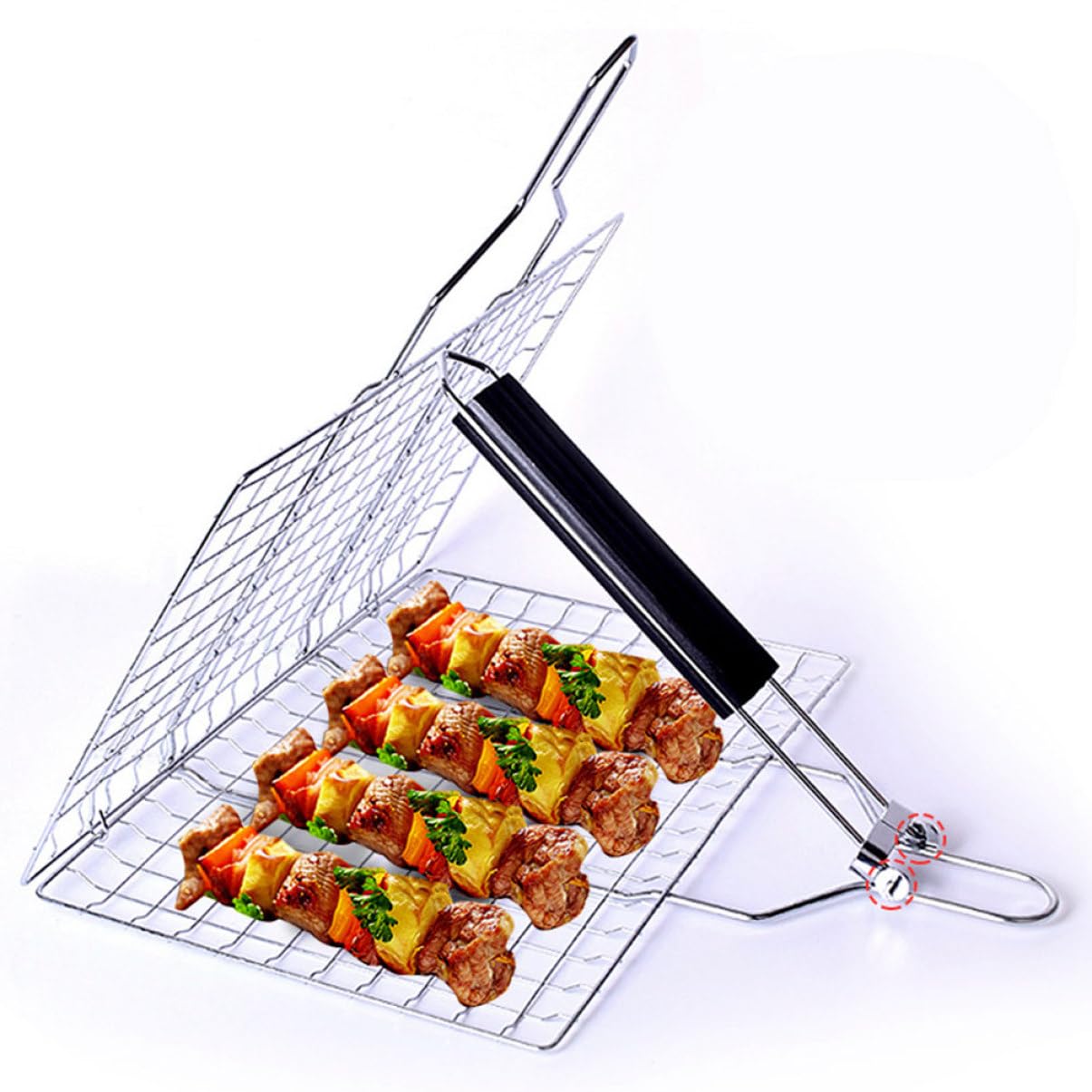 1 Set Barbecue Inossidabile con Stoccaggio Rete Portatile per Carne e Verdure per All e Facile da e Resistente