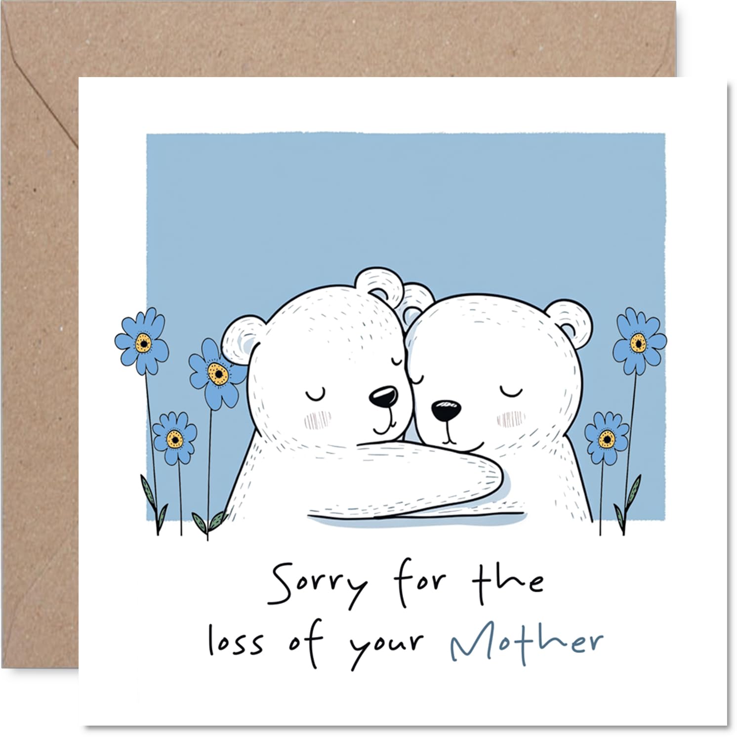 Sympathy Card - Sorry For Loss of Your Mother - Bereavement Card for Son Daughter, 145mm x 145mm Mum Mom Mournful Greeting Cards