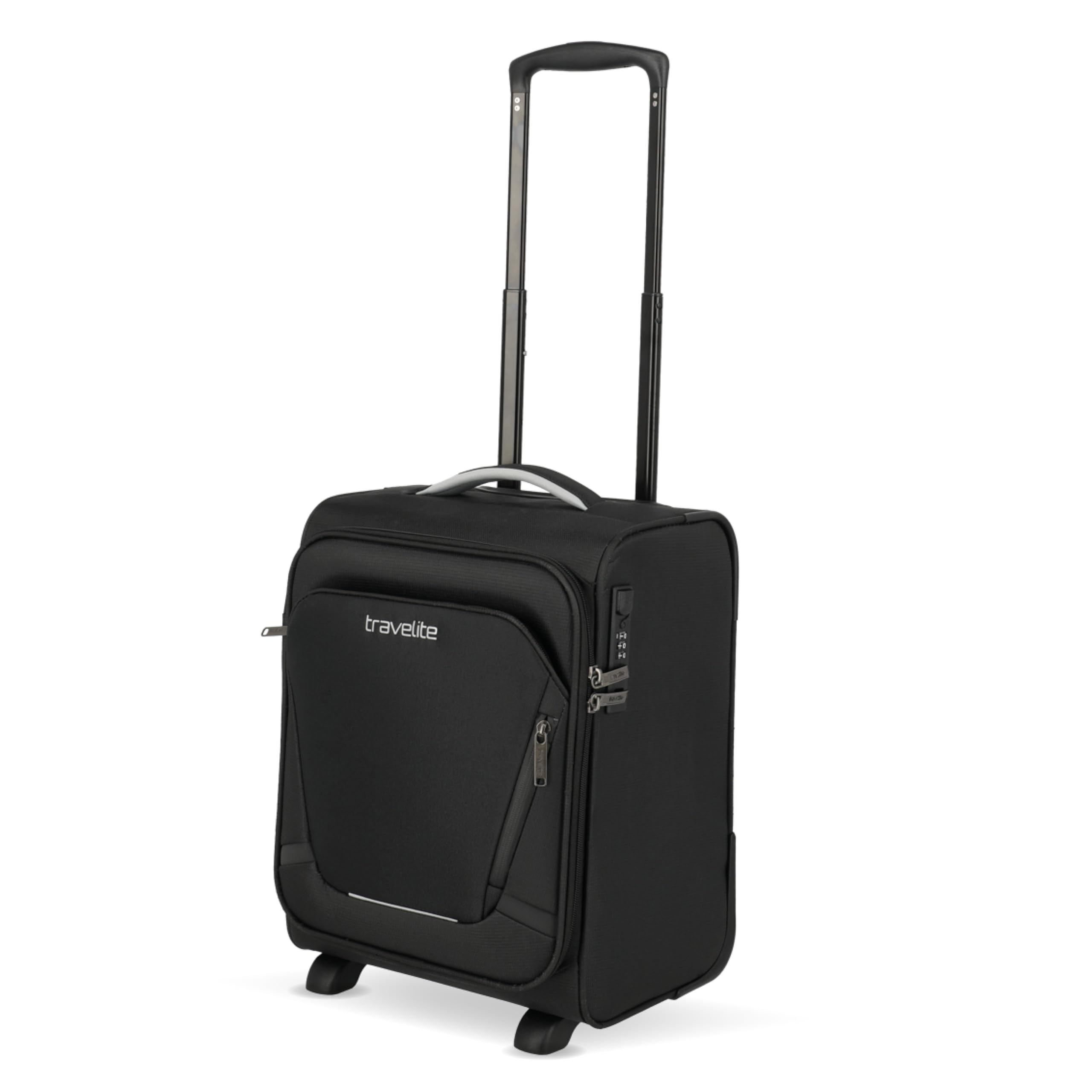 Travelite Jetpack Handgepäck Koffer 40x30x25 cm, für Eurowings, 1,8 kg, ultraleichtes Weichgepäck, 2-Rollen, Zahlenschloss, aufsteckbarer Trolley