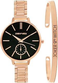 Joker & Witch Stainless Steel Women Time Travel Analog Watch Bracelet Stack (Rose Gold ), Black Dial, Rose Gold Band Price In India