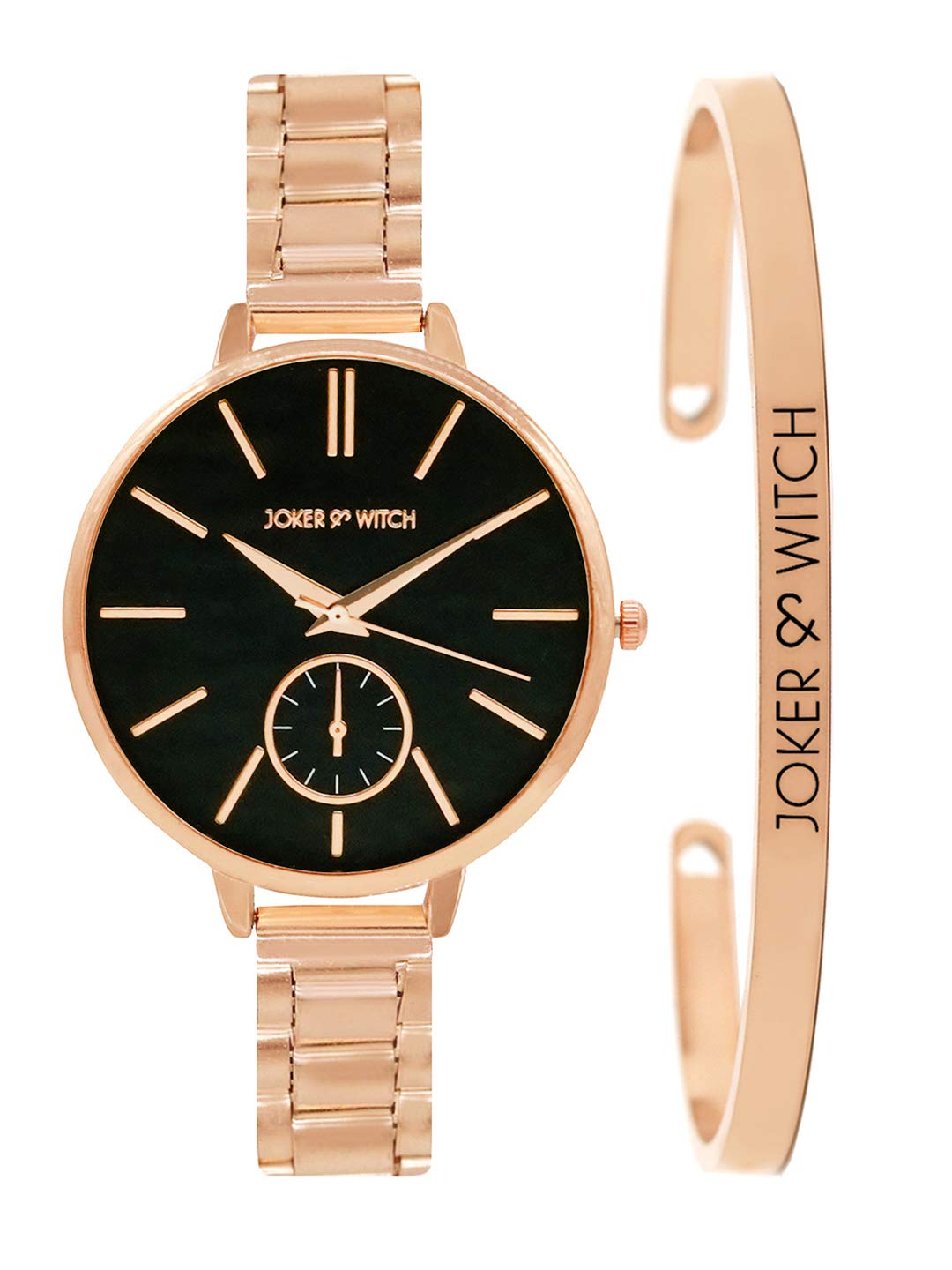 Joker & Witch Stainless Steel Women Time Travel Analog Watch Bracelet Stack (Rose Gold ), Black Dial, Rose Gold Band (B08TC11DR3) Amazon Price History, Amazon Price Tracker