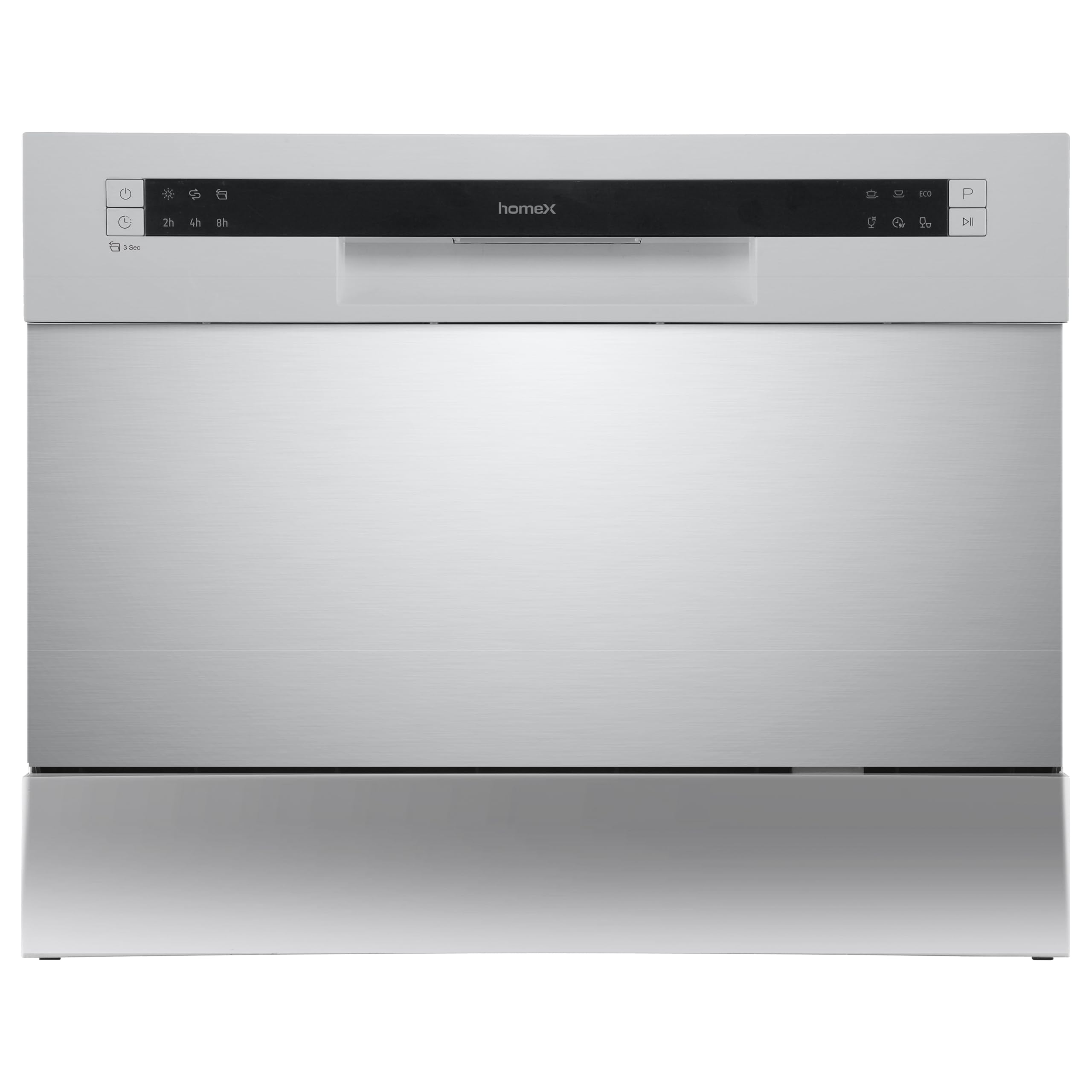 homeX Tischgeschirrspüler Mini Spülmaschine 6 Programme 6 Maßgedecke Aquastop Startvorwahl GST6AE-S silber