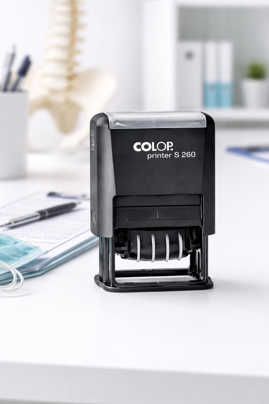 COLOP WARENEINGANG Stempel mit Datum – selbstfärbend – zweifarbiger Abdruck (Datum rot/Text blau) – Printer S 260 – Lager & Logistik ca. 45 x 24 mm