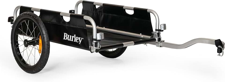Burley Flatbed | Aluminum Open Cargo Bike Trailer Designed for Larger Loads with 100 lb Capacity &amp; Compact Fold