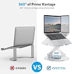 Support portable réglable avec 360 Base tournante, OMOTON LA04 Ergonomic Laptop Riser pour le travail en collaboration, double arbre rotatif entièrement pliable pour le stockage facile, convient MacBook/Tous les ordinateurs portables jusqu'à 16 pouces