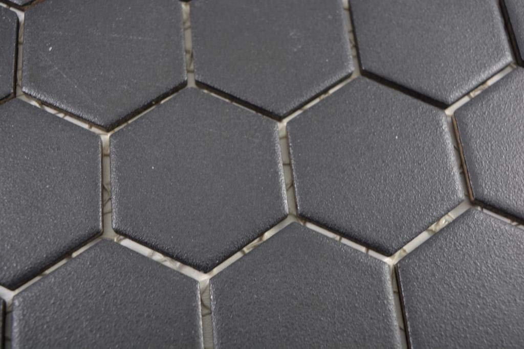Mosaico de cerámica hexágono negro antideslizante ducha bañera baño pared cocina 10 hojas