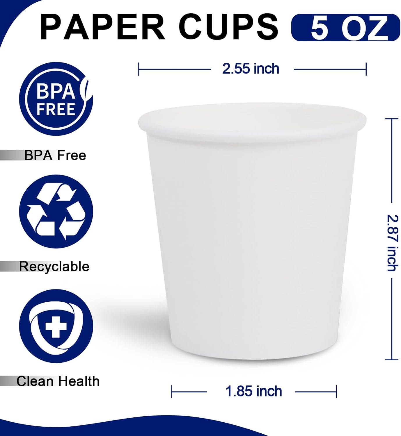 Clawsoff 2000 Count 5 oz Bathroom Cups, 5 oz Disposable Paper Cups, Small Mouthwash Cup, 5 Ounce Mini White Espresso Cups for Party, Travel, Picnic