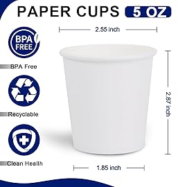 Clawsoff [300 Pack 5 oz Mini Paper Cups White, Small Mouthwash Cups 5 OZ, Disposable Bathroom Cups 5 Ounce for Supermarket, Birthday Party, Travel, Events, Picnic, BBQ