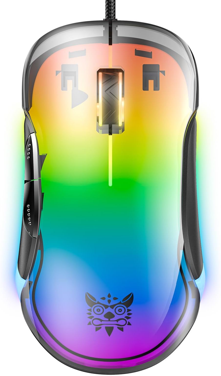 Transparent RGB Wired Gaming Mouse, 12800 DPI, 8 Programmable Buttons, 85g Lightweight, 6 Lighting Modes, 1000Hz Polling Rate, for Windows PC/Mac (Black)