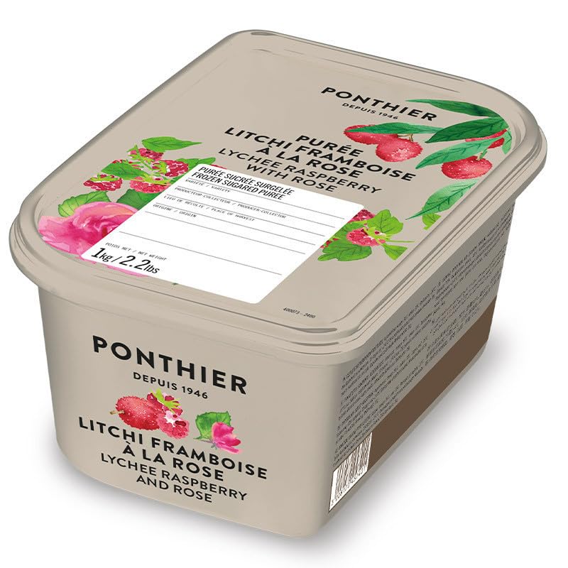 Lychee & Rose Cocktail Puree, Frozen, Ponthier, 1kg