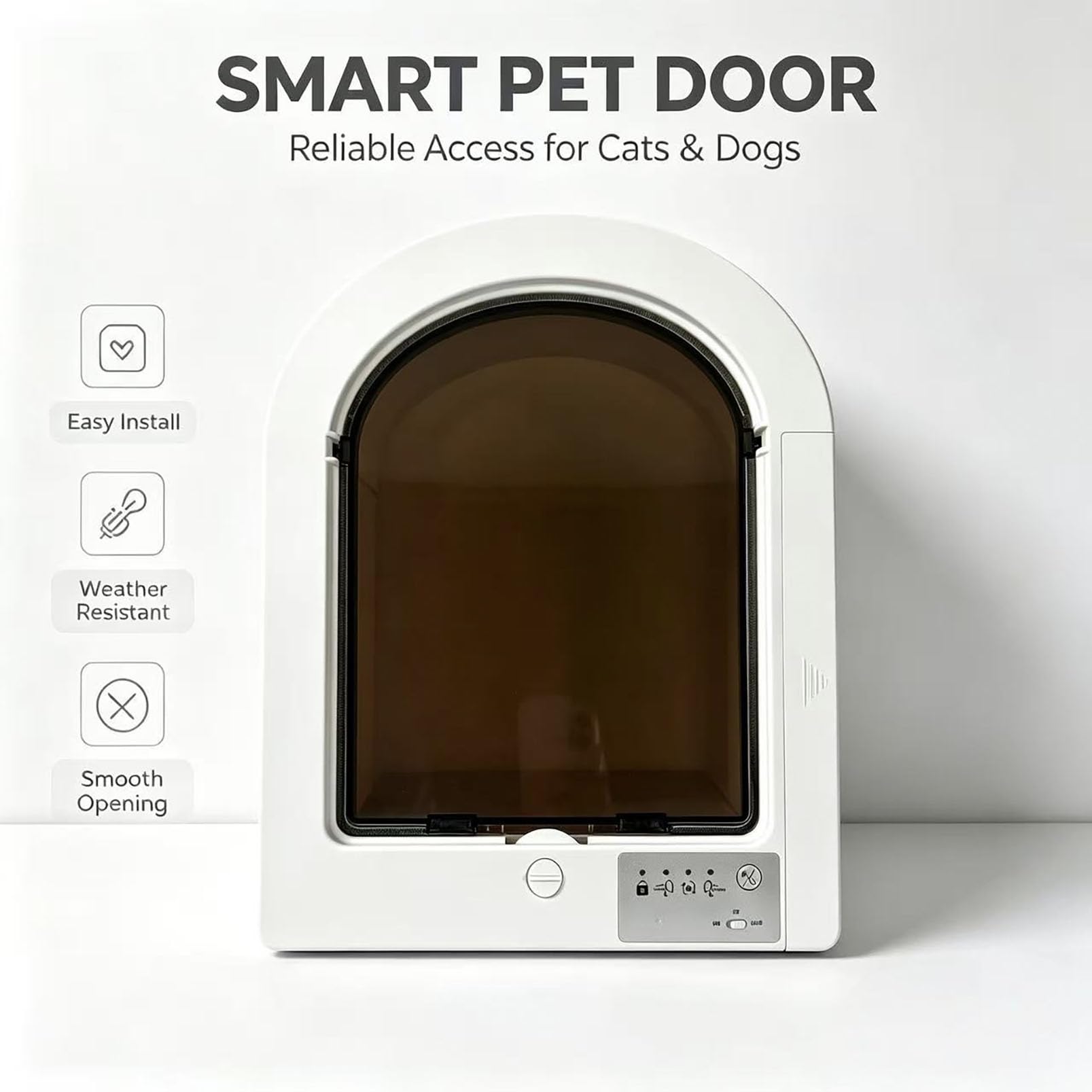Porta per Gatti con Microchip, Porta per Animali Attivata con Sistema Wind- | Facile Installazione Fai da Te + Telecomando, 4 Modalità di Controllo, Chiusura Magnetica, Grandi Porte a Ribalta per Gatti