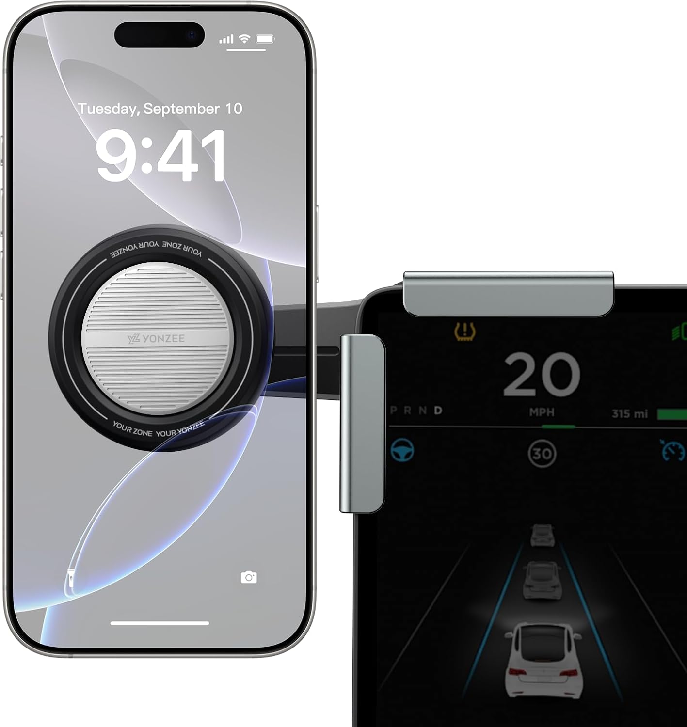 YONZEE Phone Mount for Tesla Model Y, 3, S, X and Cybertruck, Screen Mounted Magnetic Phone Holder, 360° Adjustable Hidden Car Mount, Interior Accessories Compatible with iPhone and Android Phones