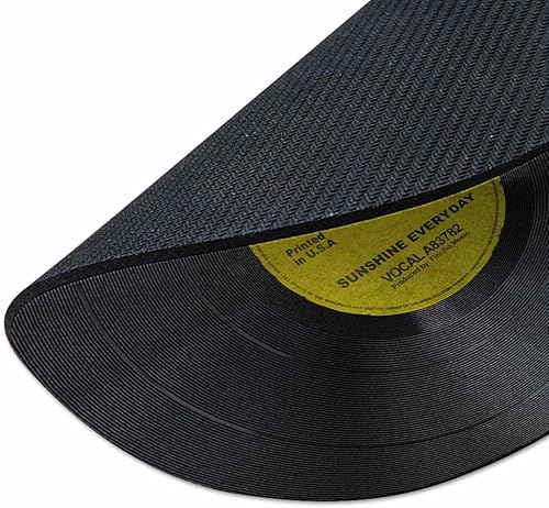 Miniatura 3 de WIRESTER Alfombrilla de mouse redonda antideslizante, diseño de disco de vinilo vintage amarillo para el hogar, la oficina y el escritorio de juegos