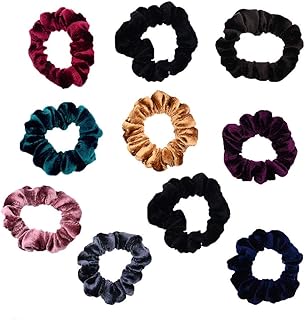 10 Pack Assorted Color Small Velvet Scrunchies for Thin Hair Women Elastic Hair Bands