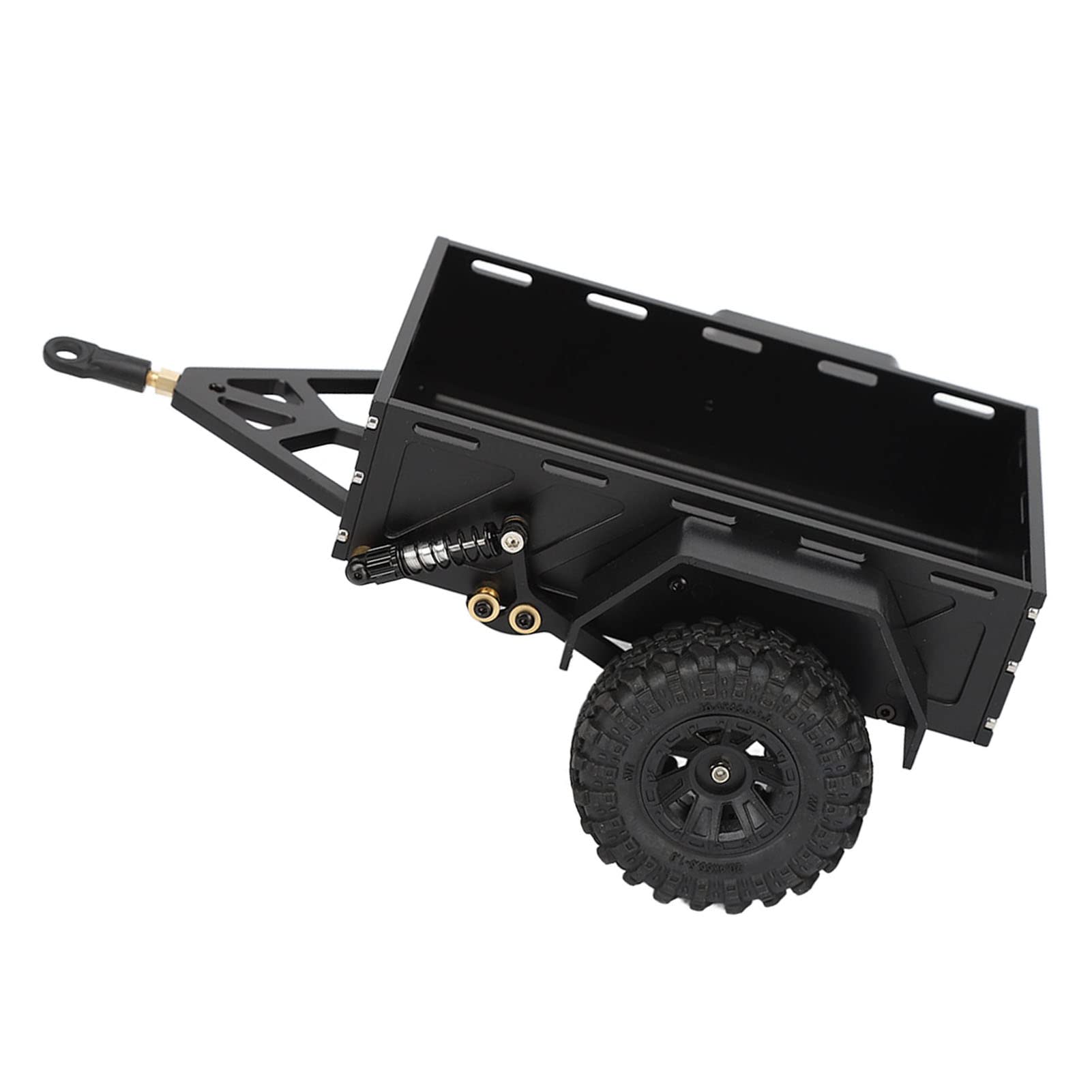 Tonysa 1/18 RC Auto Anhänger, Wasserdichter Hitch Anhänger mit Gummireifen, Fernsteuerbarer Anhänger aus Aluminiumlegierung, Simuliertes Styling für 1/18 RC Fahrzeuge, Schwarz