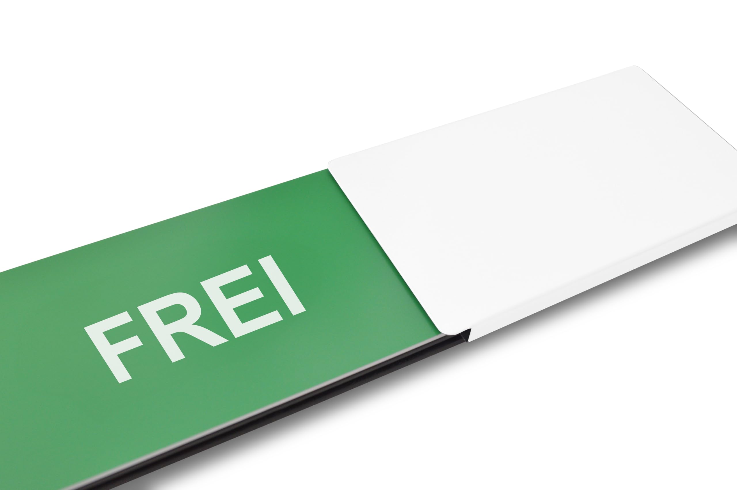 Placa libre/ocupada Estilo: elegante con deslizador blanco 175 x 50 mm – Diseño fabricado en Alemania – Texto grabado – Cartel sin marco con deslizador de metal, almohadillas adhesivas de la