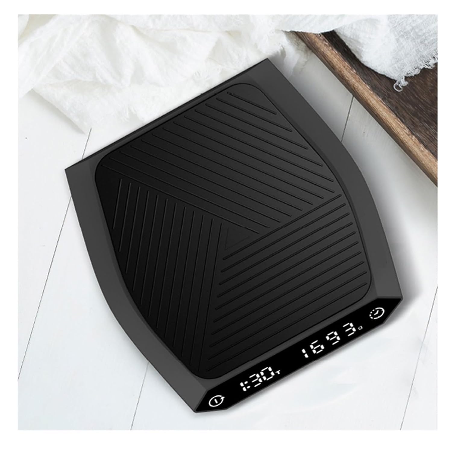 2kg/0.1G Digital Timing Coffee Scale Precision Kitchen Tool Accessories Electronic Balance Measuring Weighing Type-C(Black