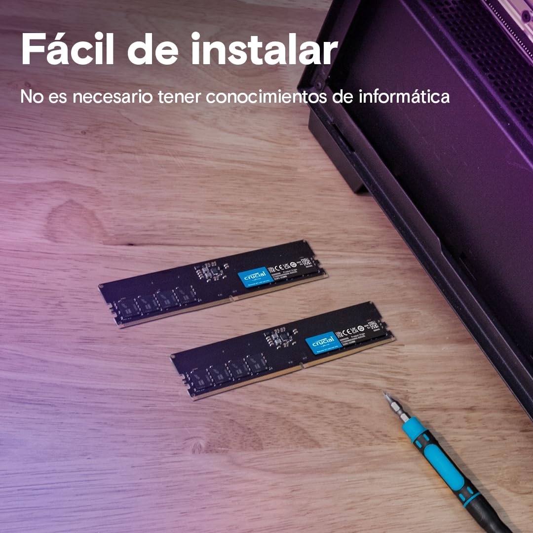 Crucial RAM DDR5 16GB 5600MHz, Memoria PC (o 5200MHz / 4800MHz) CL46 - CT16G56C46U5
