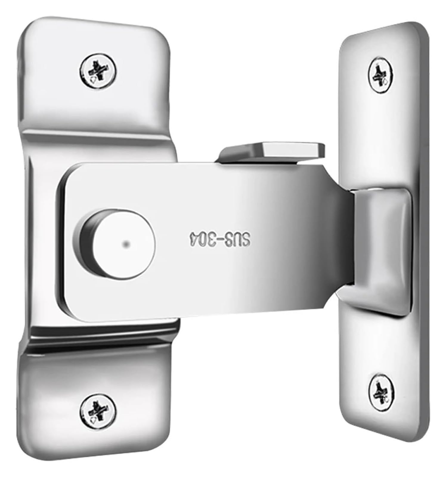 Rotate Bolt Latch Lock, Stainless Steel Slide Gate Latch Right Angle for Sliding Doors Bathroom(B)