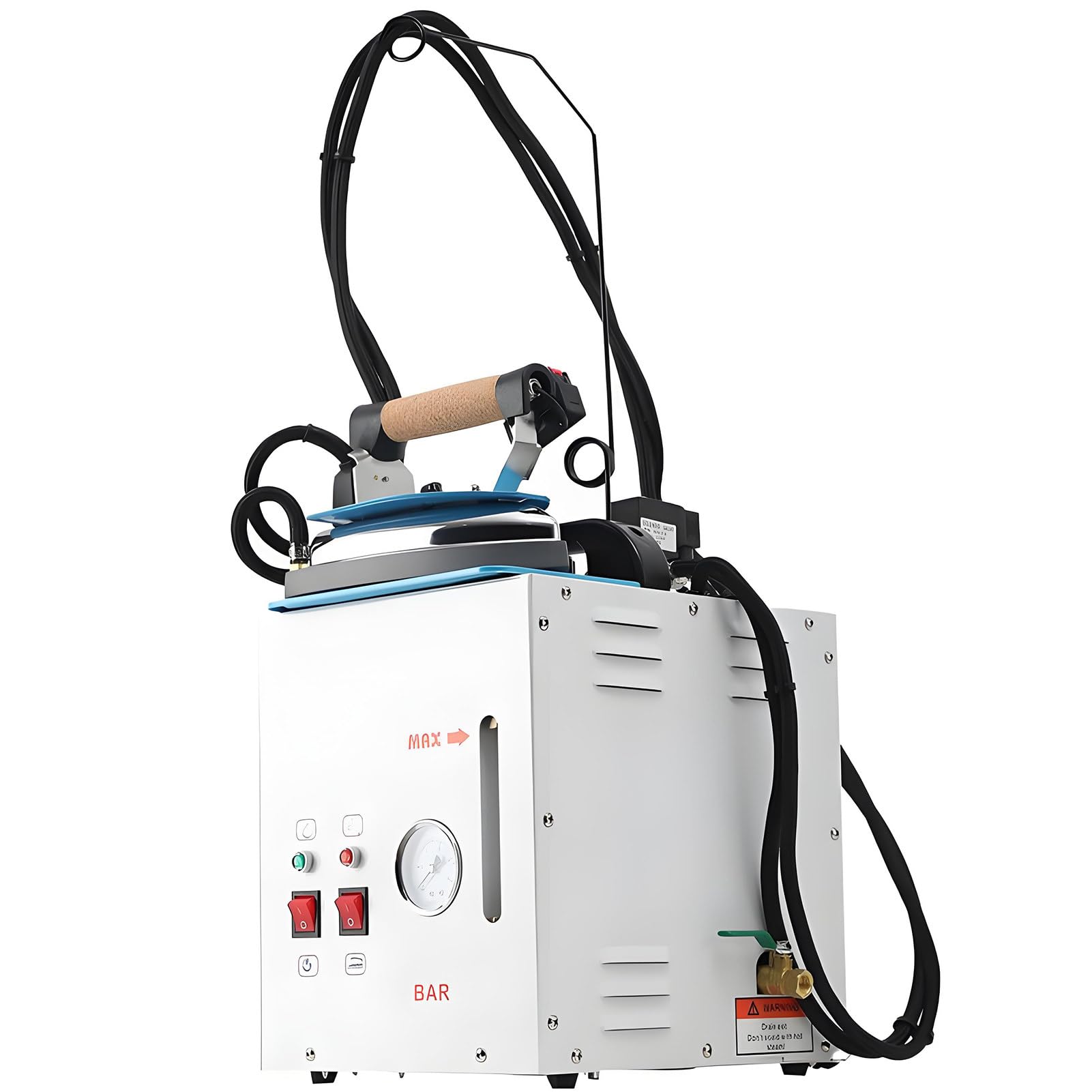 Stanowisko do Prasowania Parowego,Generator Pary z Bojlerem o Pojemności 4L,Ciśnienie 0,35-0,4 Bara,Alarm Braku Wody,Wizualny Wyświetlacz Ciśnienia,Komercyjny Kocioł z Generatorem Pary
