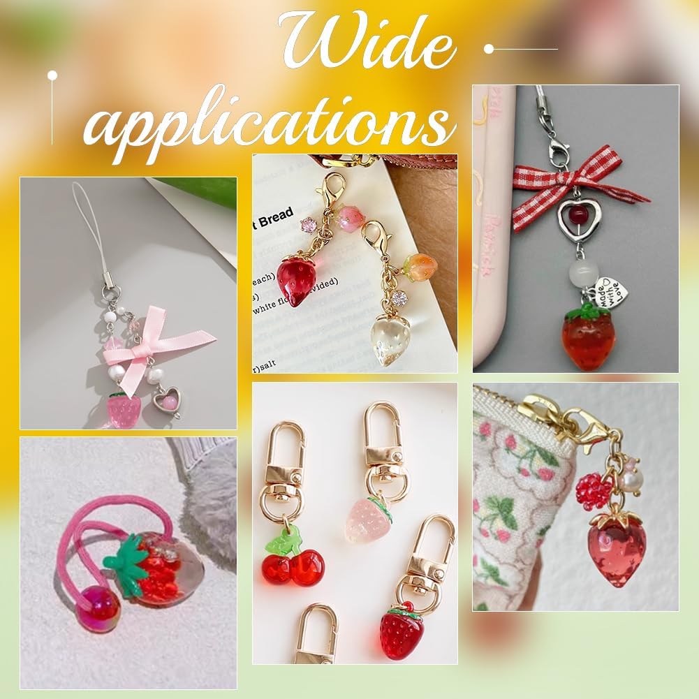 UNICRAFTALE 2 Colors Acrylic Strawberry Charms 3D Transparent Strawberry Charms Cute Fruit Hanging Ornament for Jewelry Making Bracelets Necklaces Accessories - Image 6