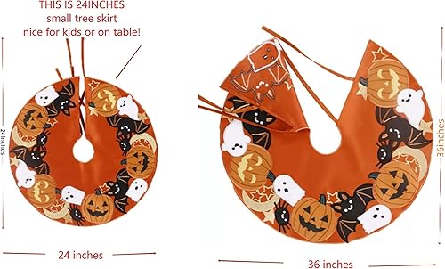 Miniatura 4 de Falda de árbol de calabaza de otoño de 24 pulgadas, bordada de Acción de Gracias, alfombra de árbol de cosecha de otoño, falda de árbol de Navidad