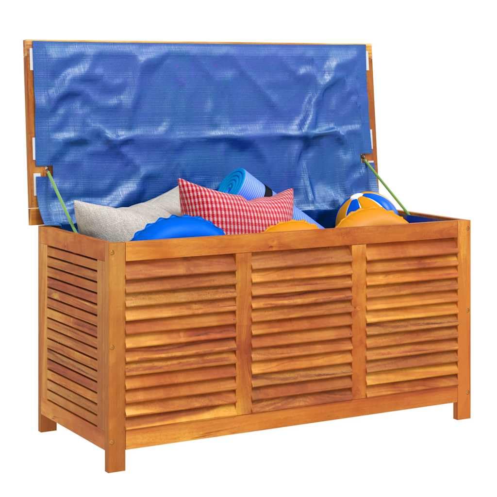 Cassapanca da giardino in legno di acacia, 113 x 50 x 56 cm | Tasca interna impermeabile, chiusura in , utilizzabile come tavolino d'appoggio, baule per esterni