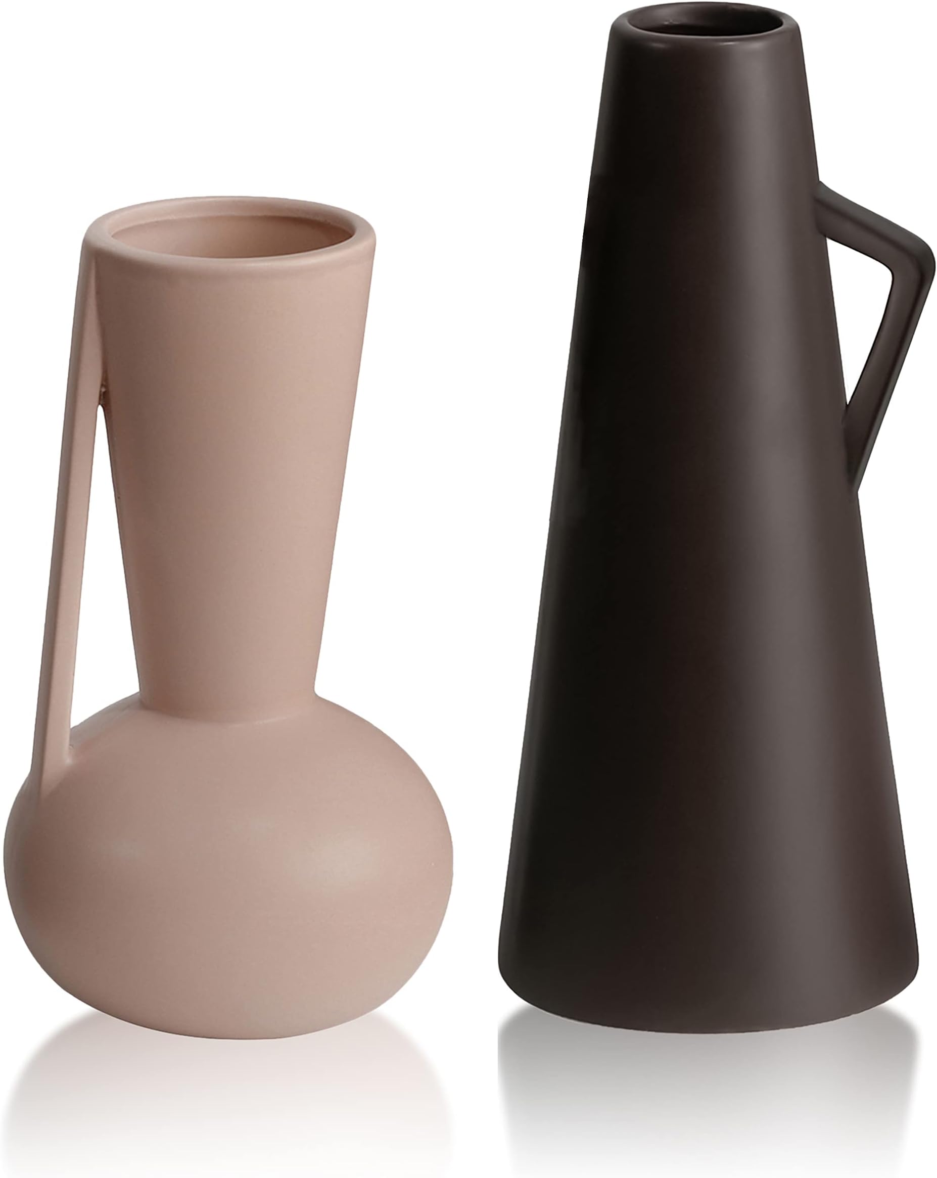 Vase for Flowers, Set of 2 Modern Decorative Ceramic Vases, Gifts for Women, Terracotta Tall Pottery Vases for Home, Living Room & Bedroom, 26.5cm & 22.5cm