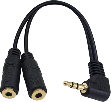 Poyiccot 3.5mm Headphone Splitter Adapter, Audio Splitter 3.5mm Male to 2 Female Cable, 90 Degree Dual Headphone Adapter for PS4, PS5, Xbox, PC Gaming Headsets, Phone, Tablet, Laptop