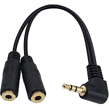 Poyiccot 3.5mm Headphone Splitter Adapter, Audio Splitter 3.5mm Male to 2 Female Cable, 90 Degree Dual Headphone Adapter for PS4, PS5, Xbox, PC Gaming Headsets, Phone, Tablet, Laptop