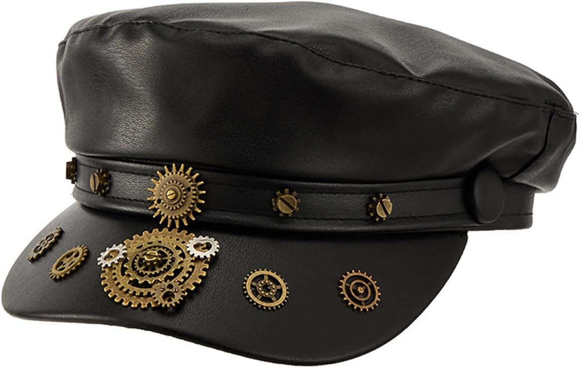 Dark Berets Cabbie Hat Gear Painter Hat Berets Baker Boy Hat for Street Strolling Dark Fashion Hat Props