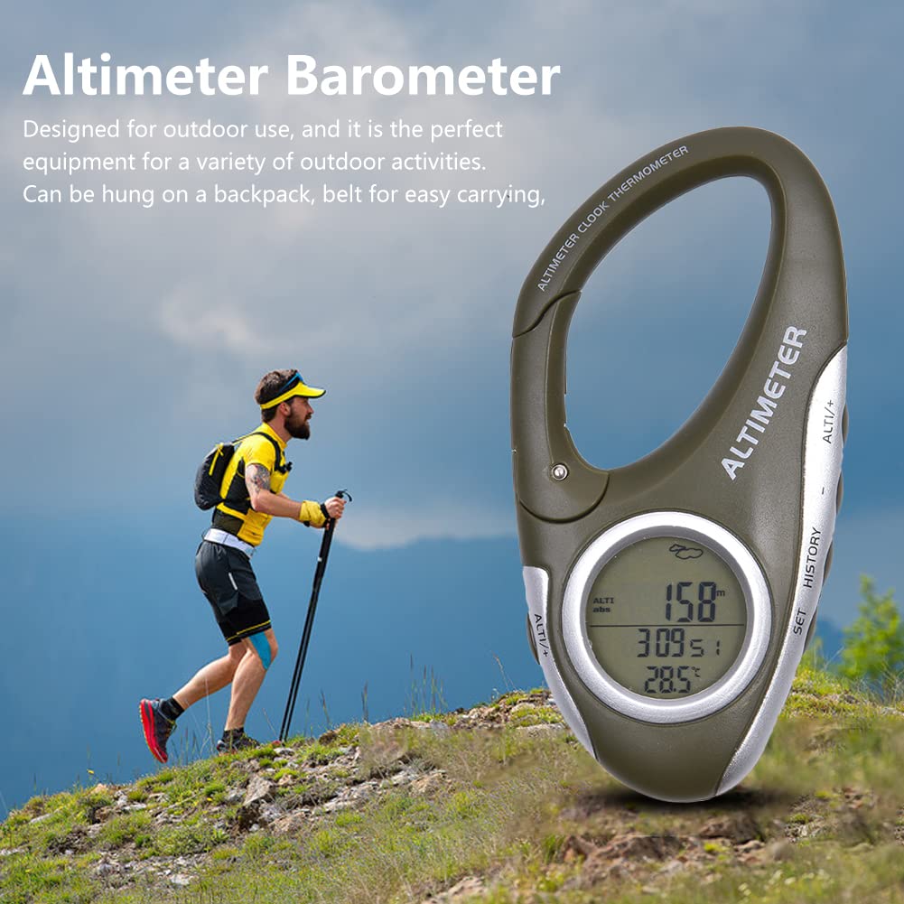 Thermomètre baromètre numérique - Altimètre numérique Multifonctionnel avec baromètre,Accessoires de randonnée Mousqueton Altimètre pour Femme Homme Explorateurs Randonneurs