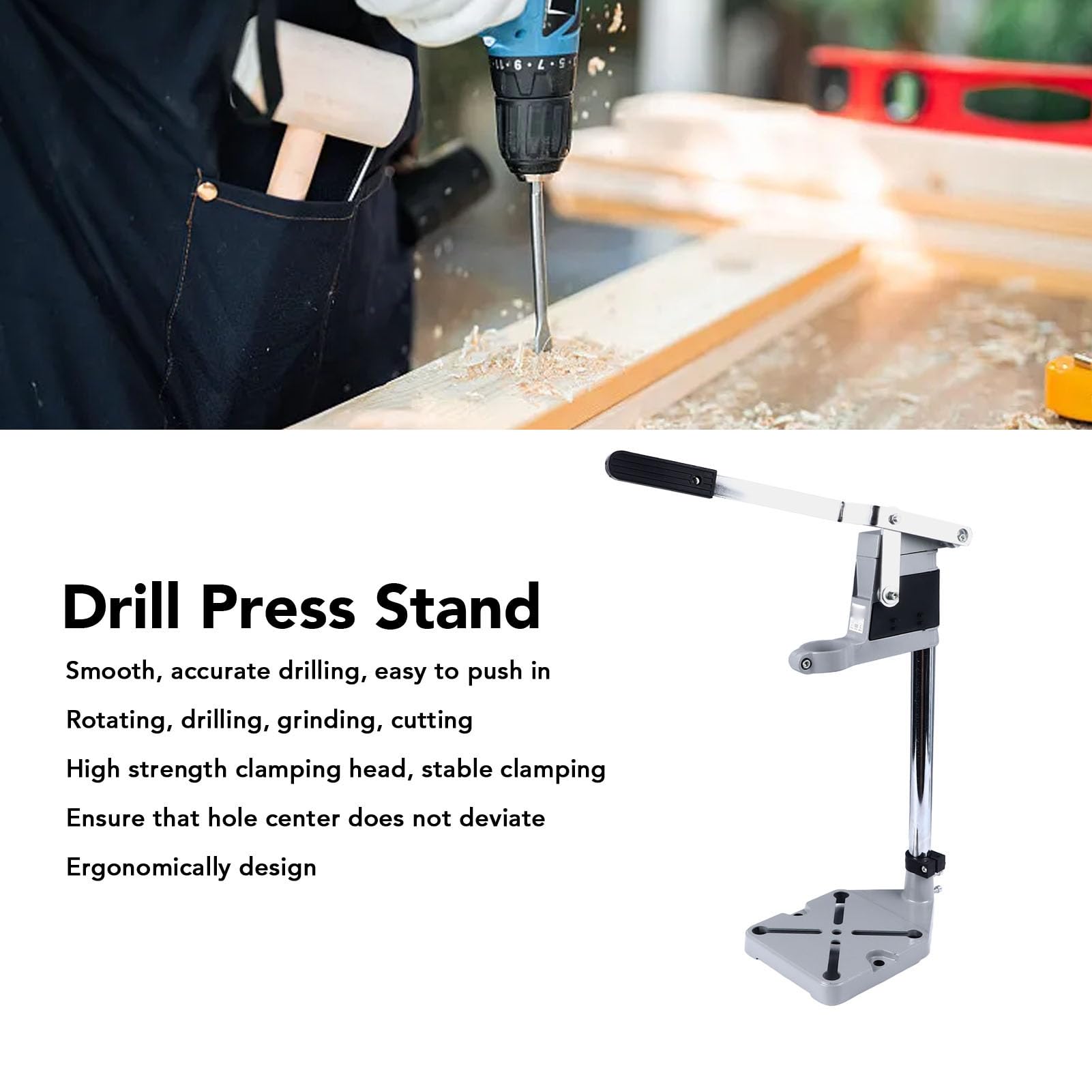 Aluminum Alloy Drill Stand, Adjustable Height and Angle, Versatile for Woodworking, Cutting, Installation, Assembly, with Wide Application