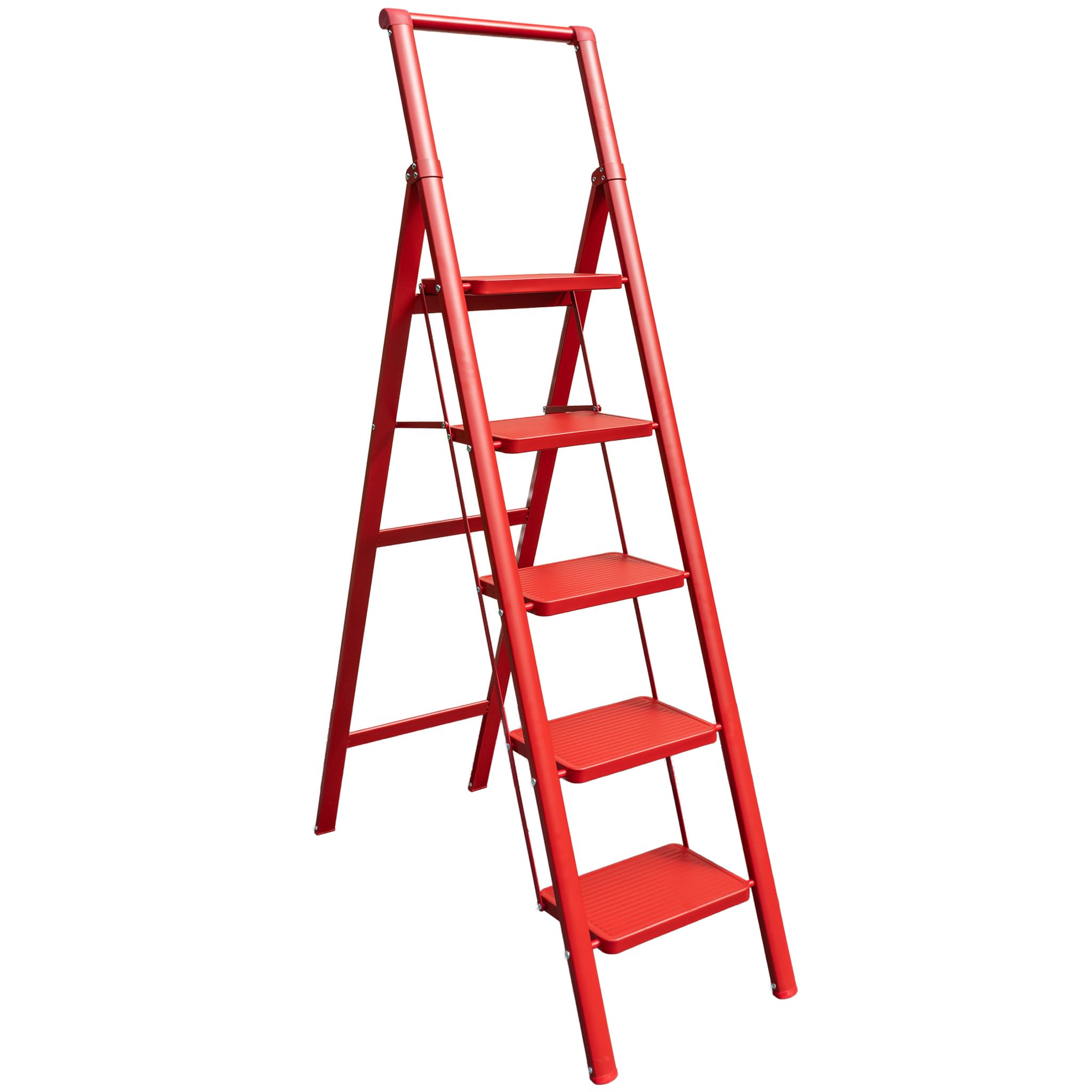 TUFFMATE 5 Tread Folding Step Ladder Red, 171cm, 150kg Capacity