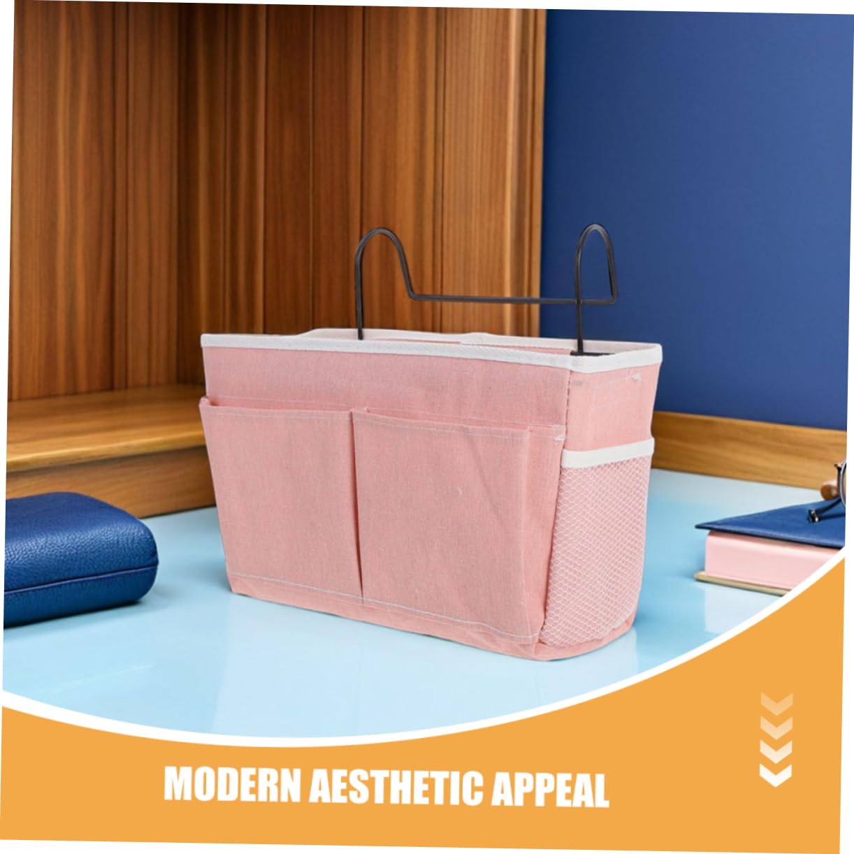 2pezzi Borsa Portaoggetti Sospesa Parete Organizer da Appendere Sul Comodino Cesto Portaoggetti in Tessuto per Libri Riviste e Oggetti Vari Pratico per Dormitorio e Camera