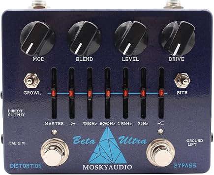 BETA ULTRA Electric Base Distortion Preamp Effect Pedal 6 Band Graphic EQ with 1/8" Headphone Output