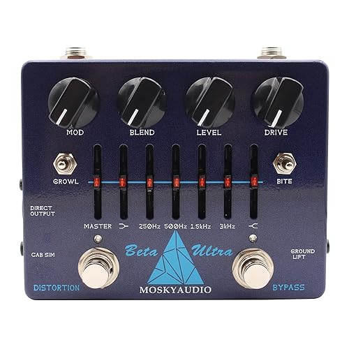 BETA ULTRA Electric Bass Distortion Preamp Effect Pedal 6-band Graphic EQ with 1/8'' Headphones Output