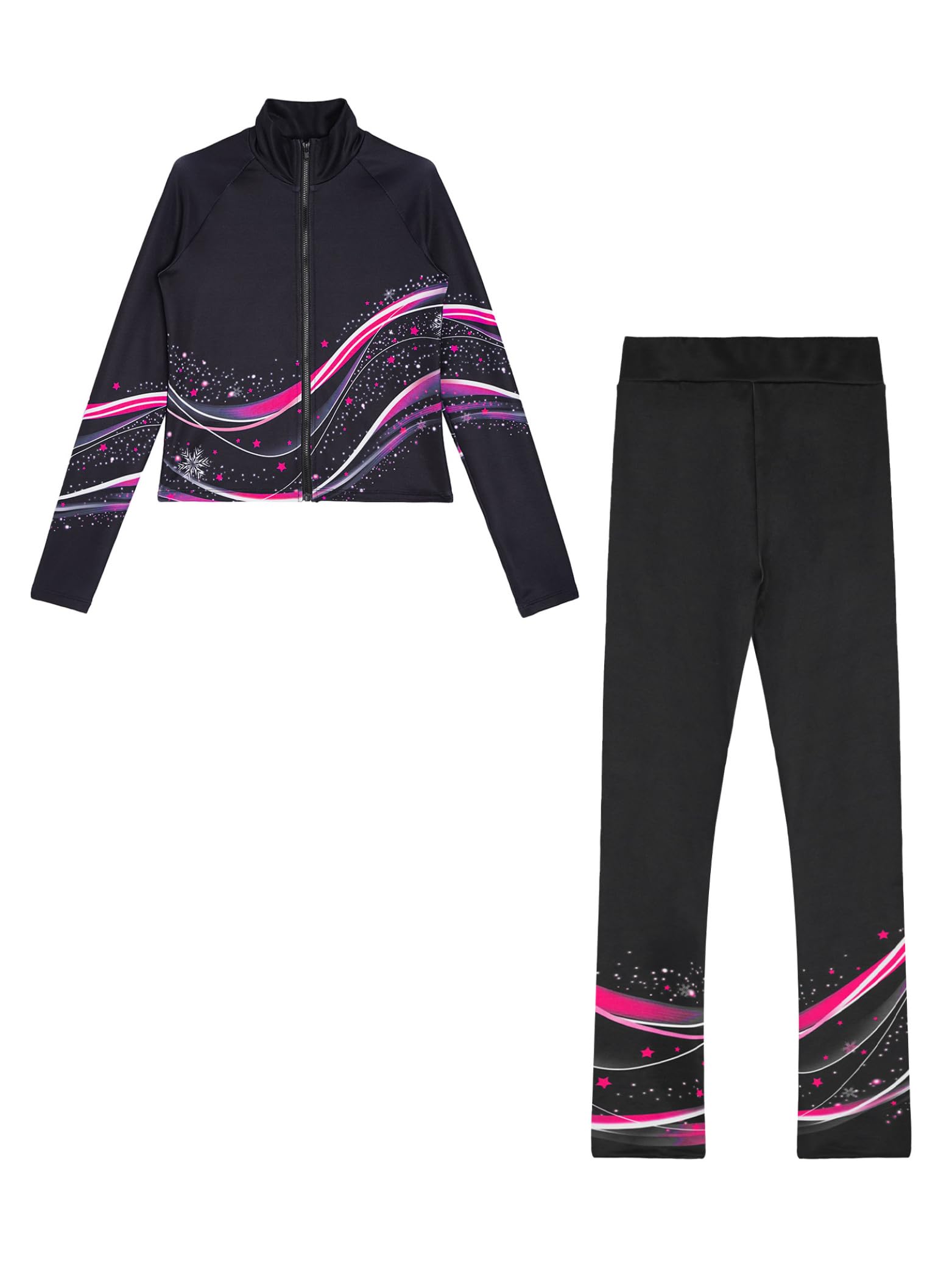 Enfant Fille Ensemble de Patinage Artistique Tenue Danse sur Glace Costume Gymnastique Vêtement Polaire Chaud