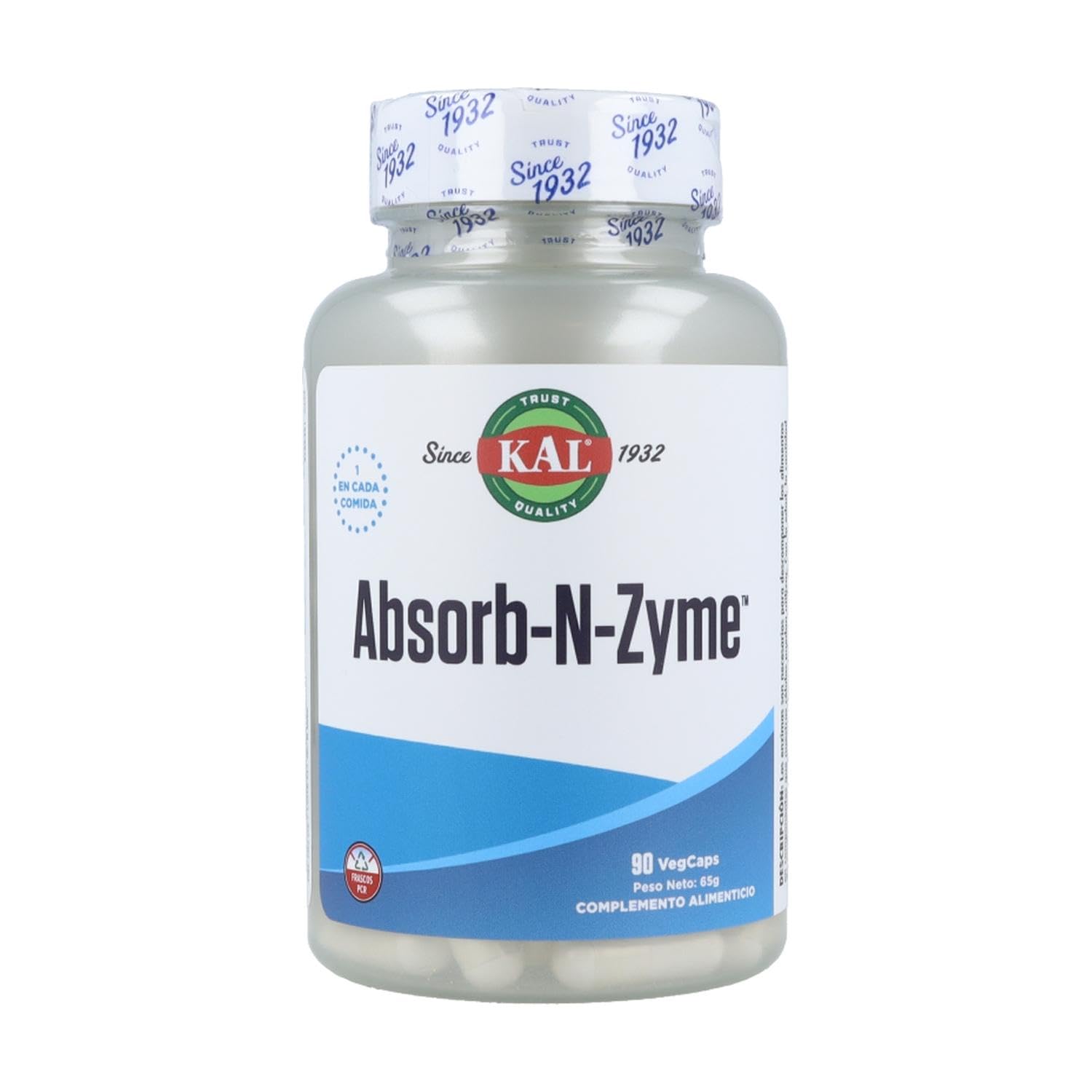 KAL Absorb-N-Zyme | Digestive Aid | Apto Para Veganos | 90 Tabletas