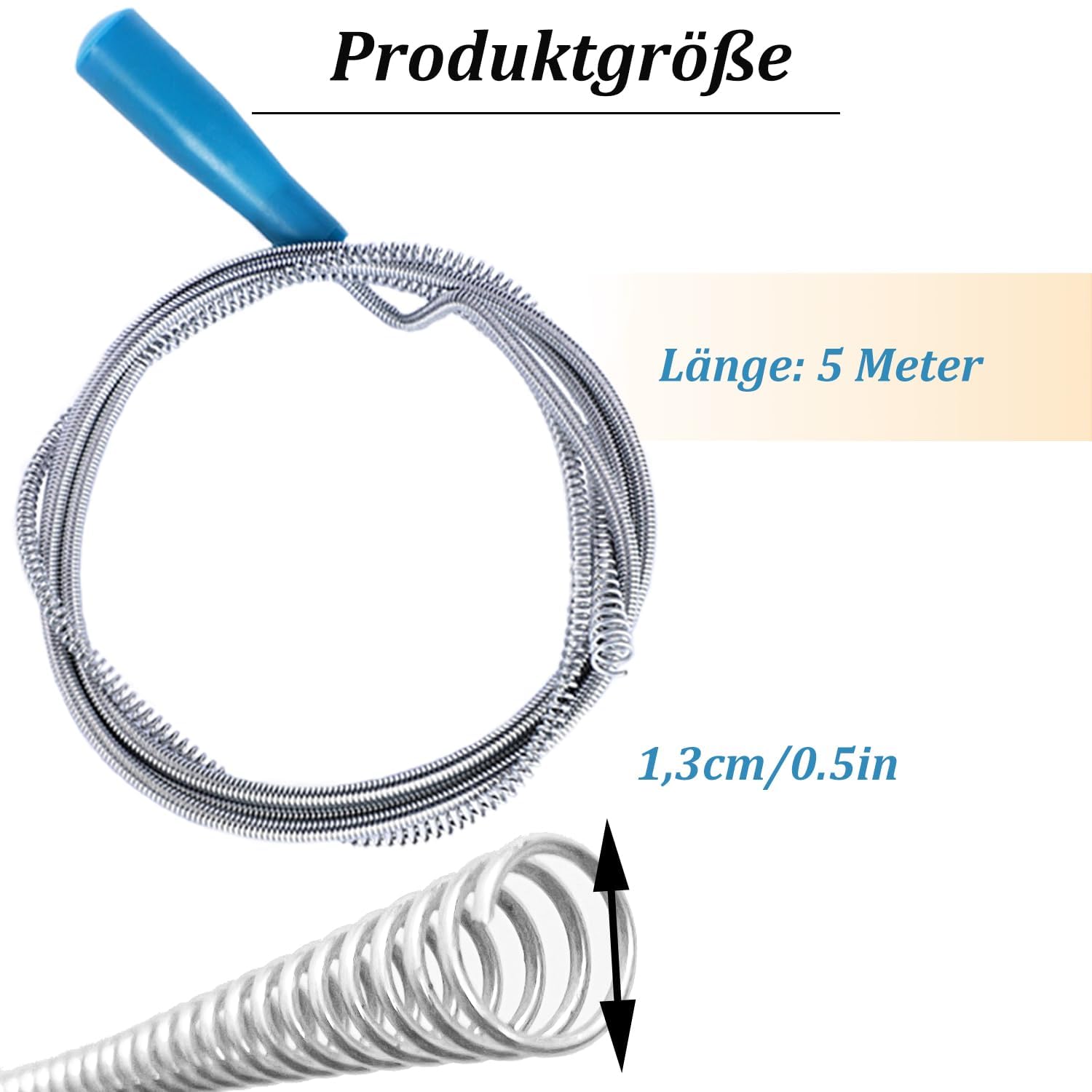 Pijpreinigingsspiraal, 5 m, afvoerreiniger, spiraal voor
