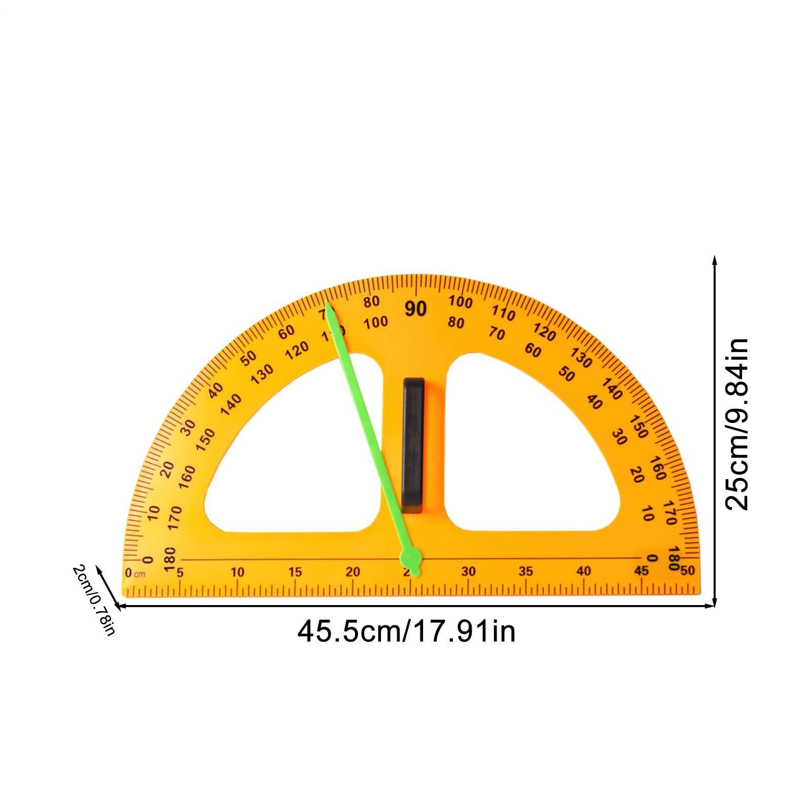 Medidor de ángulo: 45,5 x 25 x 2 cm, pieza de ABS, puntero digital | magnético de 50 cm, brújula educativa compatible con pizarra blanca con mango, regla de medición de geometría matemática