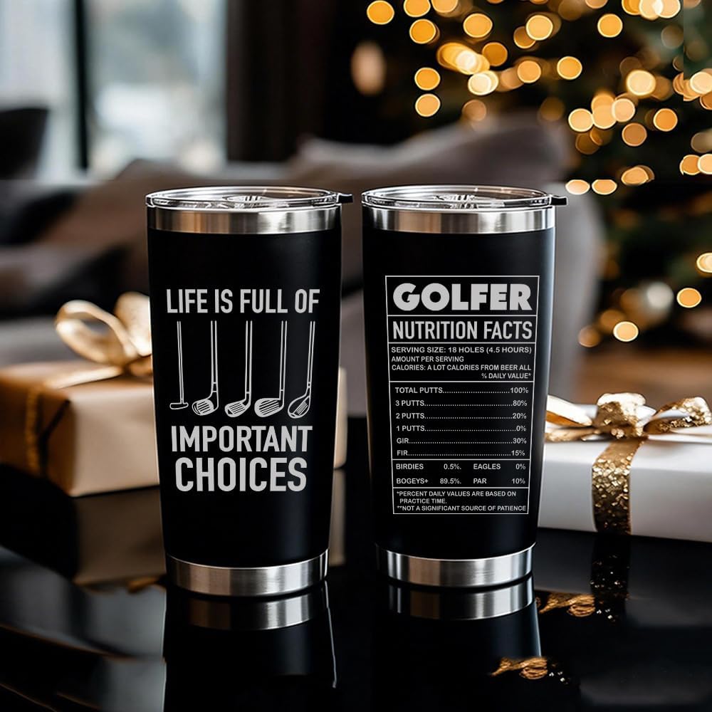 Golf Gifts for Men Grandpa Uncle Golfer Boss Dad Husband Boyfriend - 20 Oz Life Full Of Important Choices Tumbler Golf Accessories Golfing Gifts for Christmas Birthday Valentines Day Fathers Day - Image 6