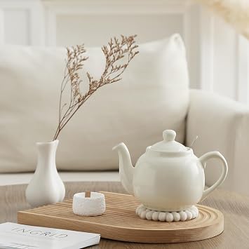 Farmhouse Teapot with Infuser, Ceramic, Matte Ivory, 2 Cup (600 ml)