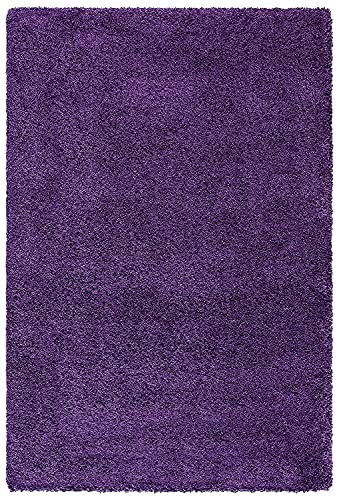 Image of A R Creations Anti Slip Fluffy Fur Plain Area Rug Made with Polyester and Microfiber for Home Office Kitchen Living Room Bedroom and DiningHall (5x7 Feet, Purple
