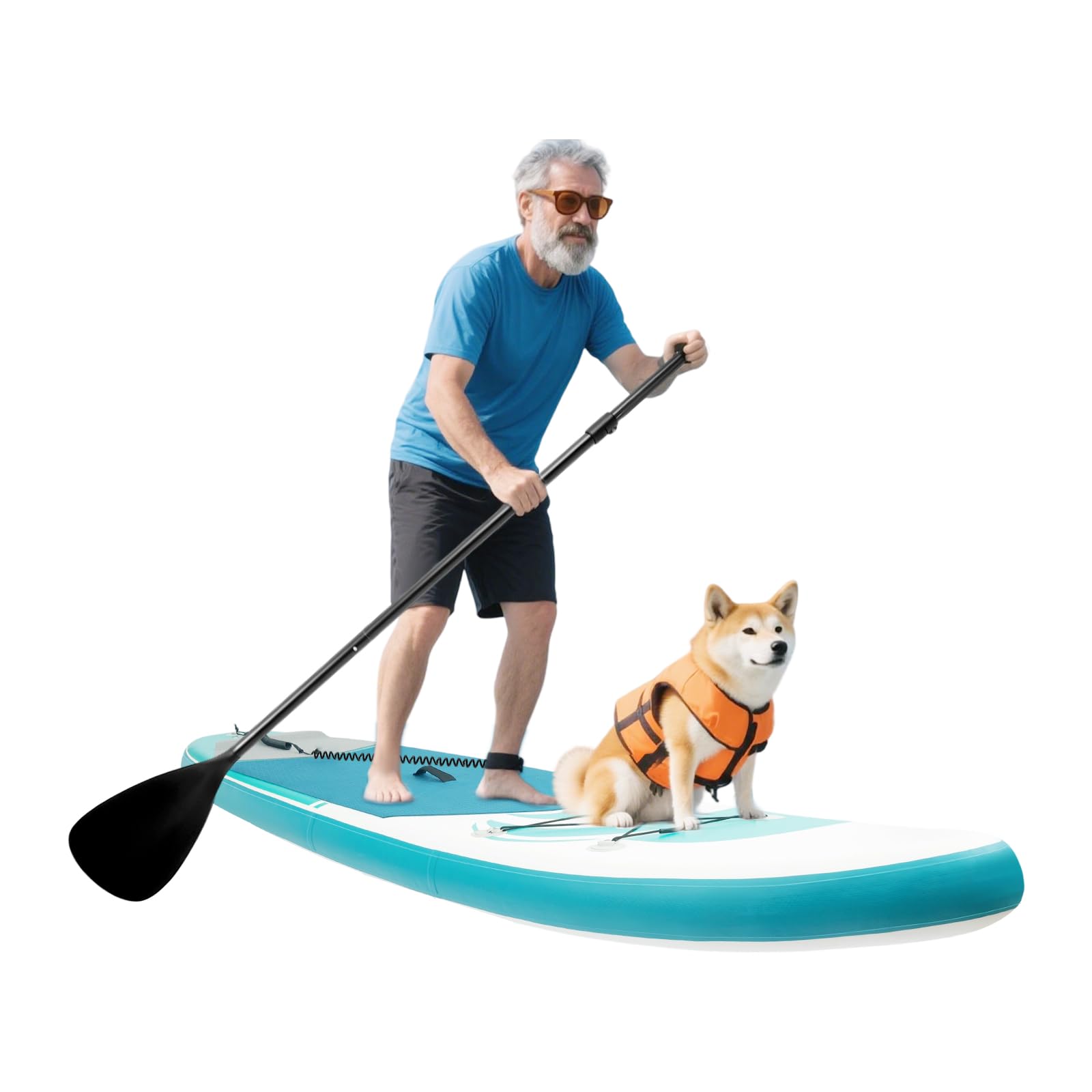 SUP, tavola gonfiabile da 320 cm, portata fino a 150 kg, con pagaia, pompa ad aria, guinzaglio, pinna e custodia, blu, verde, bianco