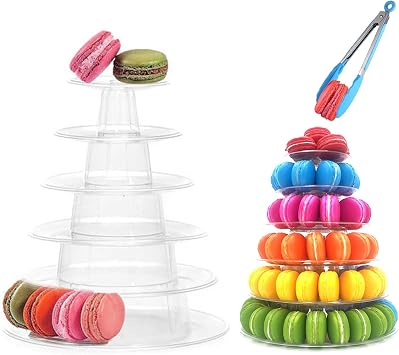 6 Tiers Round Macaron Tower Stand Plastic Cake Stand Macaron Display Rack