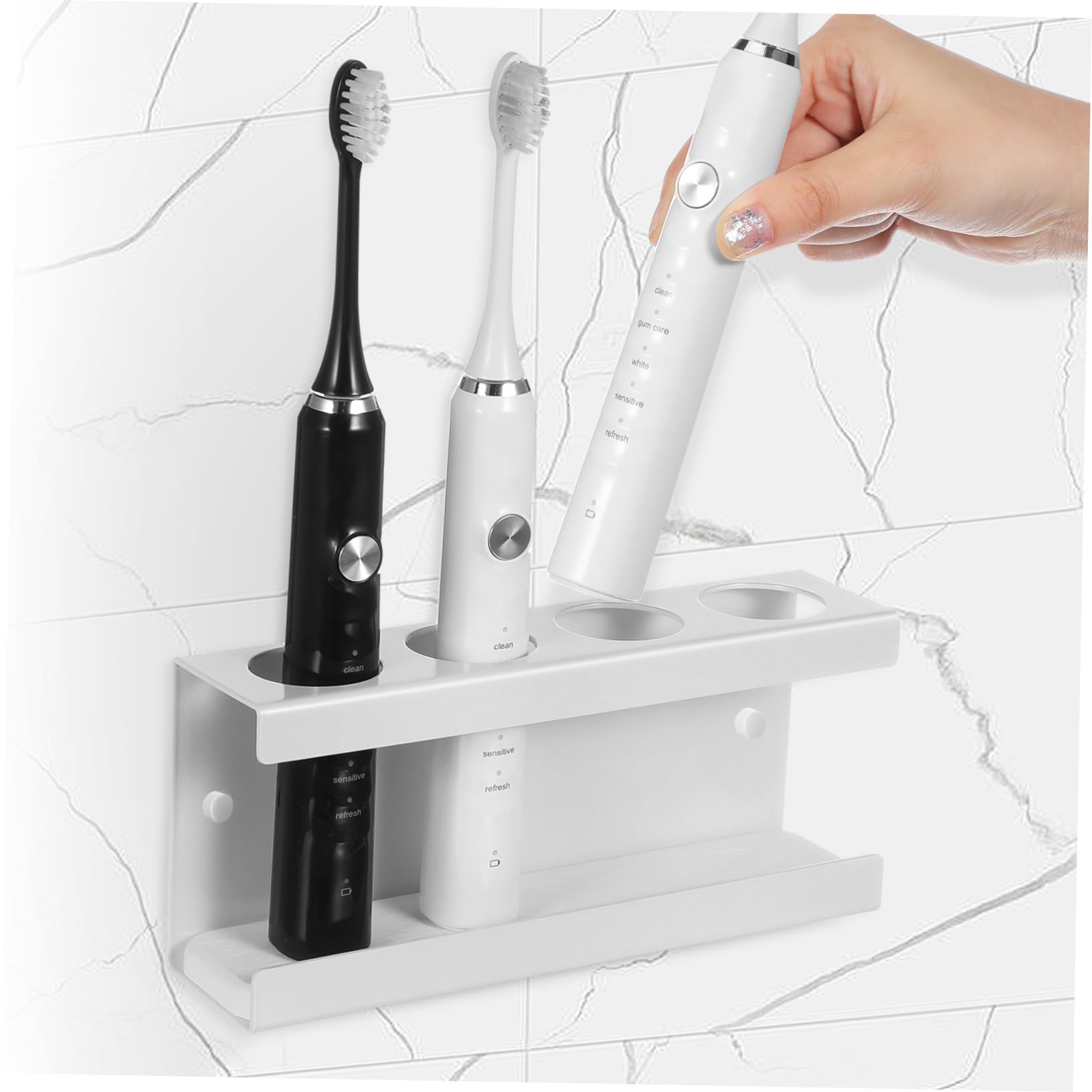 Sosoport Spazzolino Elettrico da Parete Scomparti in Acciaio Inossidabile Organizer Bagno con Supporto Stabile e Design Moderno Adatto per Spazzolini Elettrici e Manuali